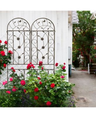Clihome Metal Garden Trellis 86.7" x 19.7" Rustproof Trellis for Climbing Plants Outdoor Flower Support