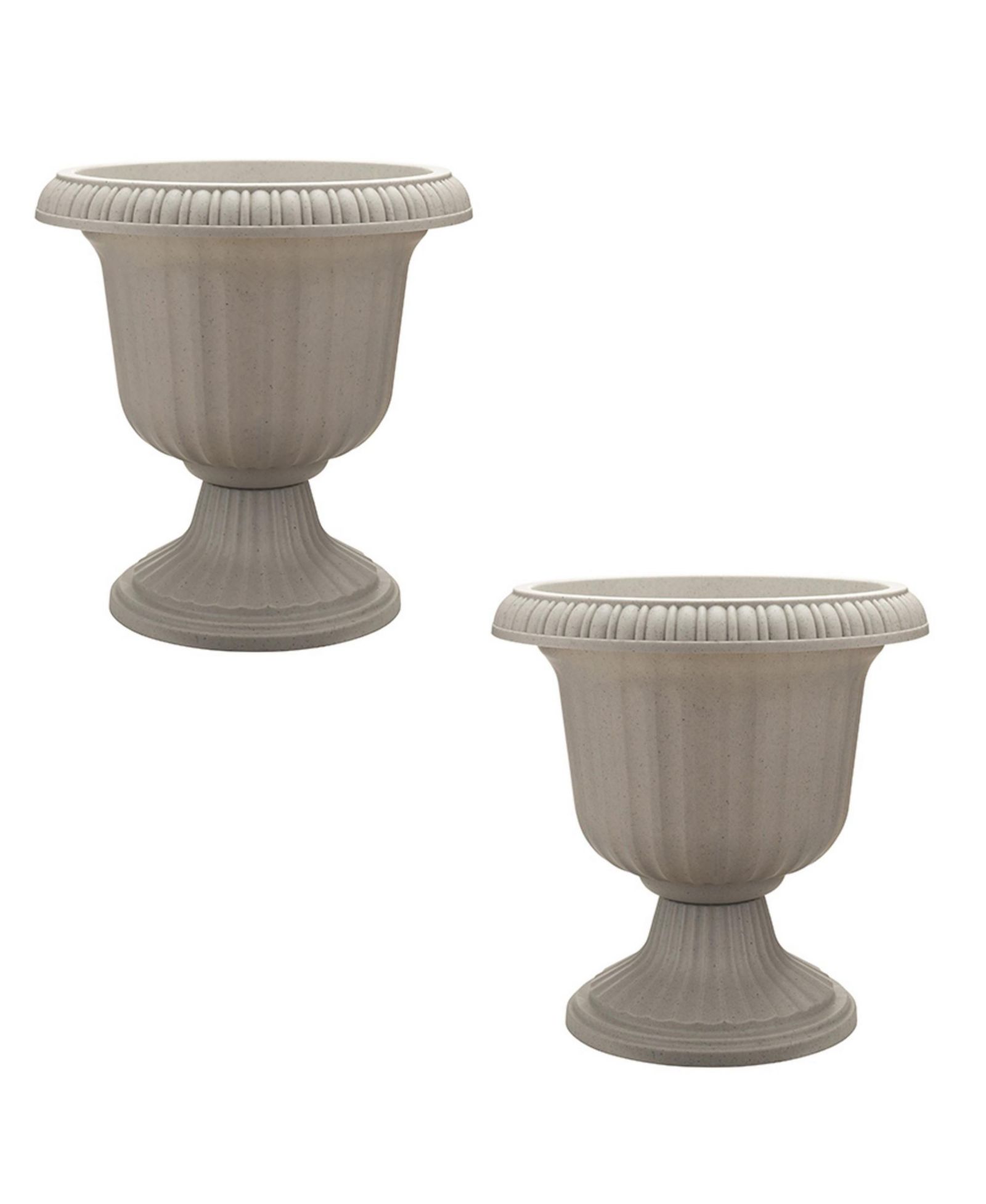 Southern Patio (2 Pack) 14" Outdoor Lightweight Resin Utopian Urn Planter, Stone