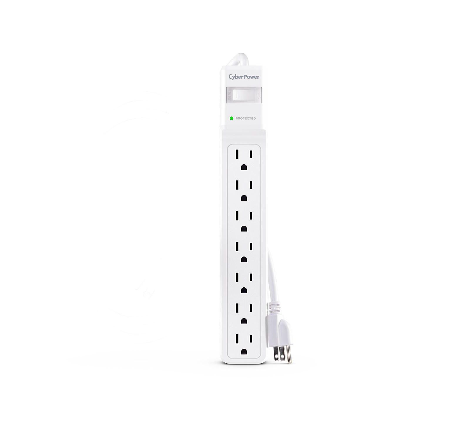 CyberPower CSB706W 7-Outlet Essential Surge Protector w/6' Power Cord,White
