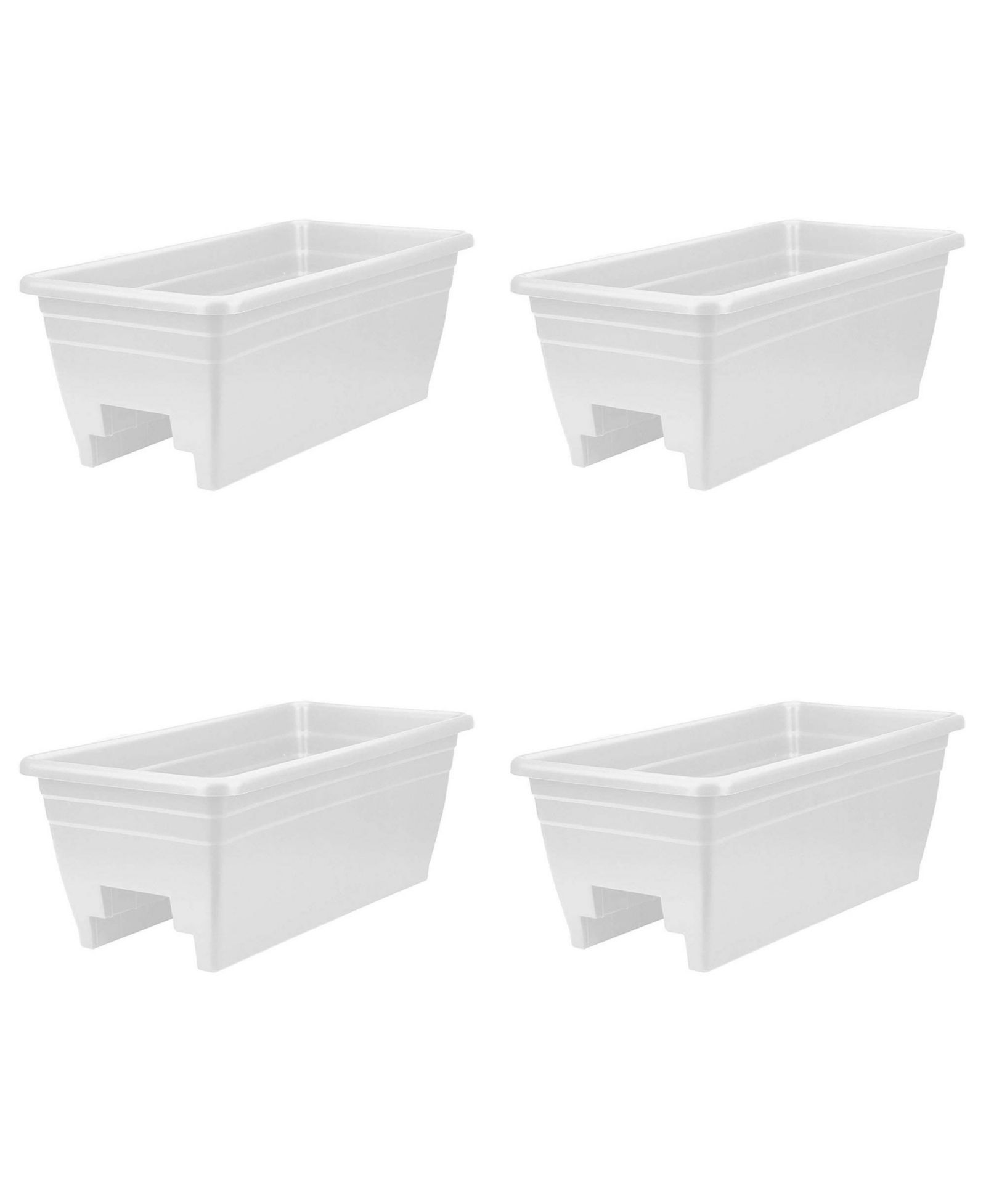 The HC Companies 24 Inch 4 Pack Deck Rail Box Planter with Drainage Holes