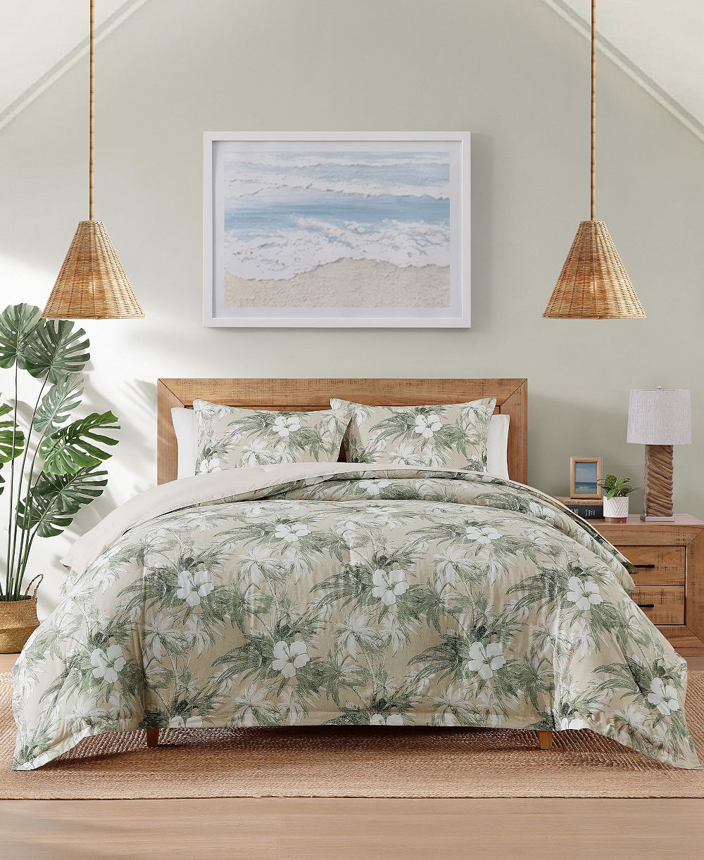 Tommy Bahama Home Beachway Blooms Reversible 3-Piece Comforter Set, Full/Queen