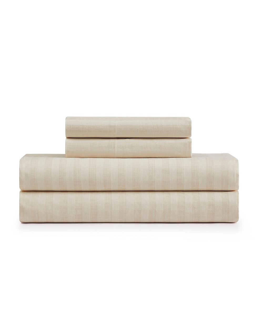 Tommy Bahama Home Coastline Micro Stripe 100% Cotton 4-Piece Sheet Set, King
