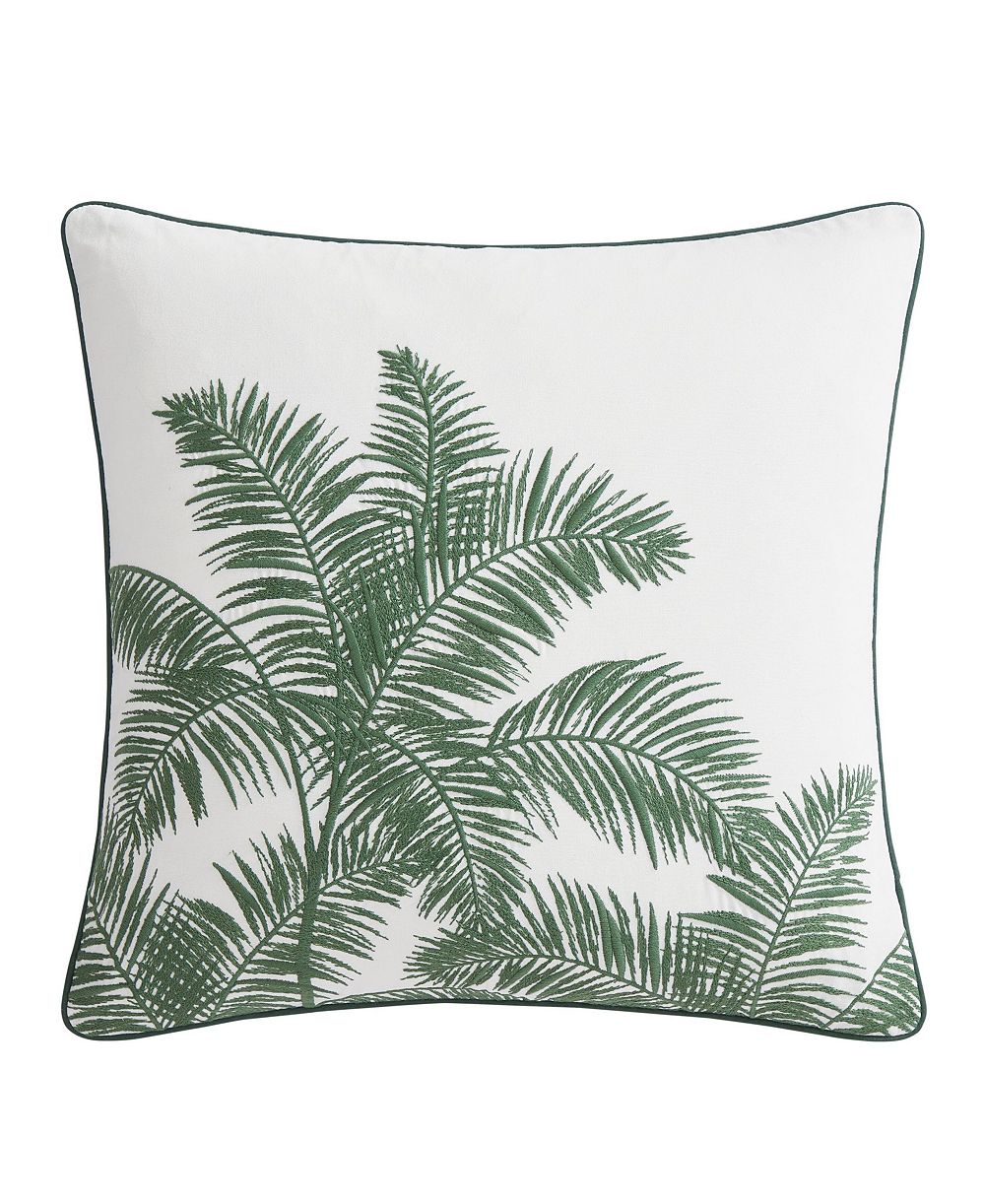 Tommy Bahama Home Shaded Palms Durable Cotton Canvas Zipper Closure Decorative Pillow, 20" x 20"