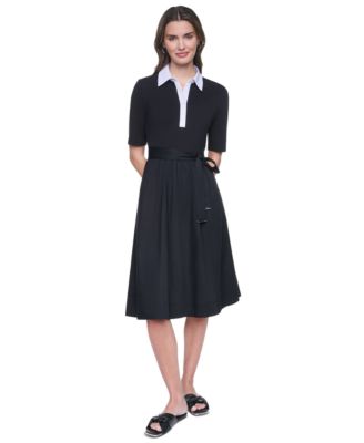 Женское рубашечное платье DKNY с воротником и коротким рукавом