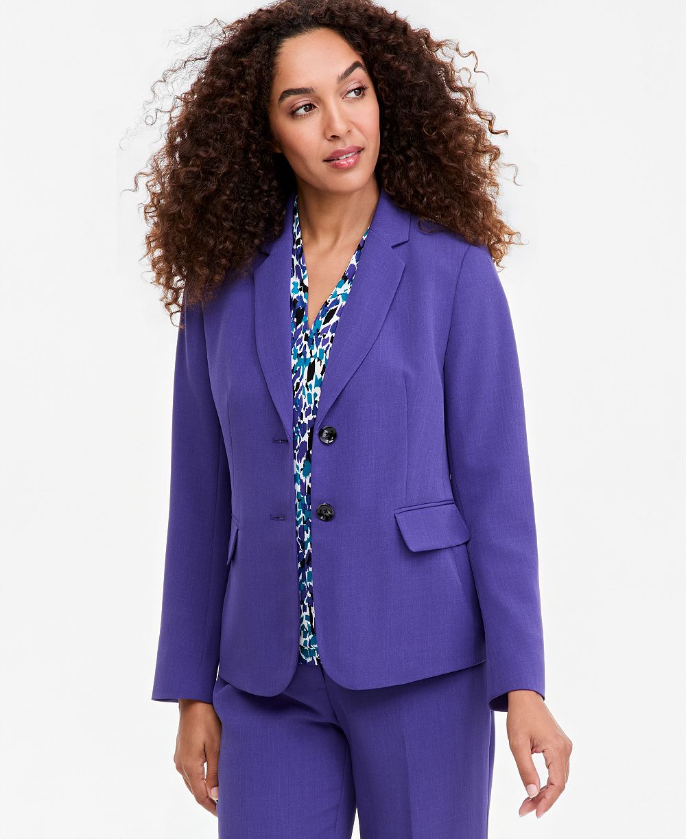 Kasper Women's Crepe Notch-Collar Two-Button Blazer