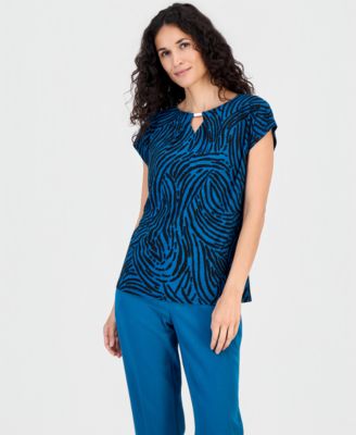 Kasper Women's Printed Diamond-Neck Blouse