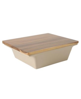 Керамическая форма для запекания Gibson Home Elite 2.75-Quart с крышкой из дерева Acacia, цвет Taupe