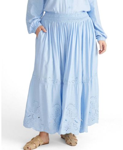 Universal Standard Plus Size макси-юбка Tosca с вышивкой из льна