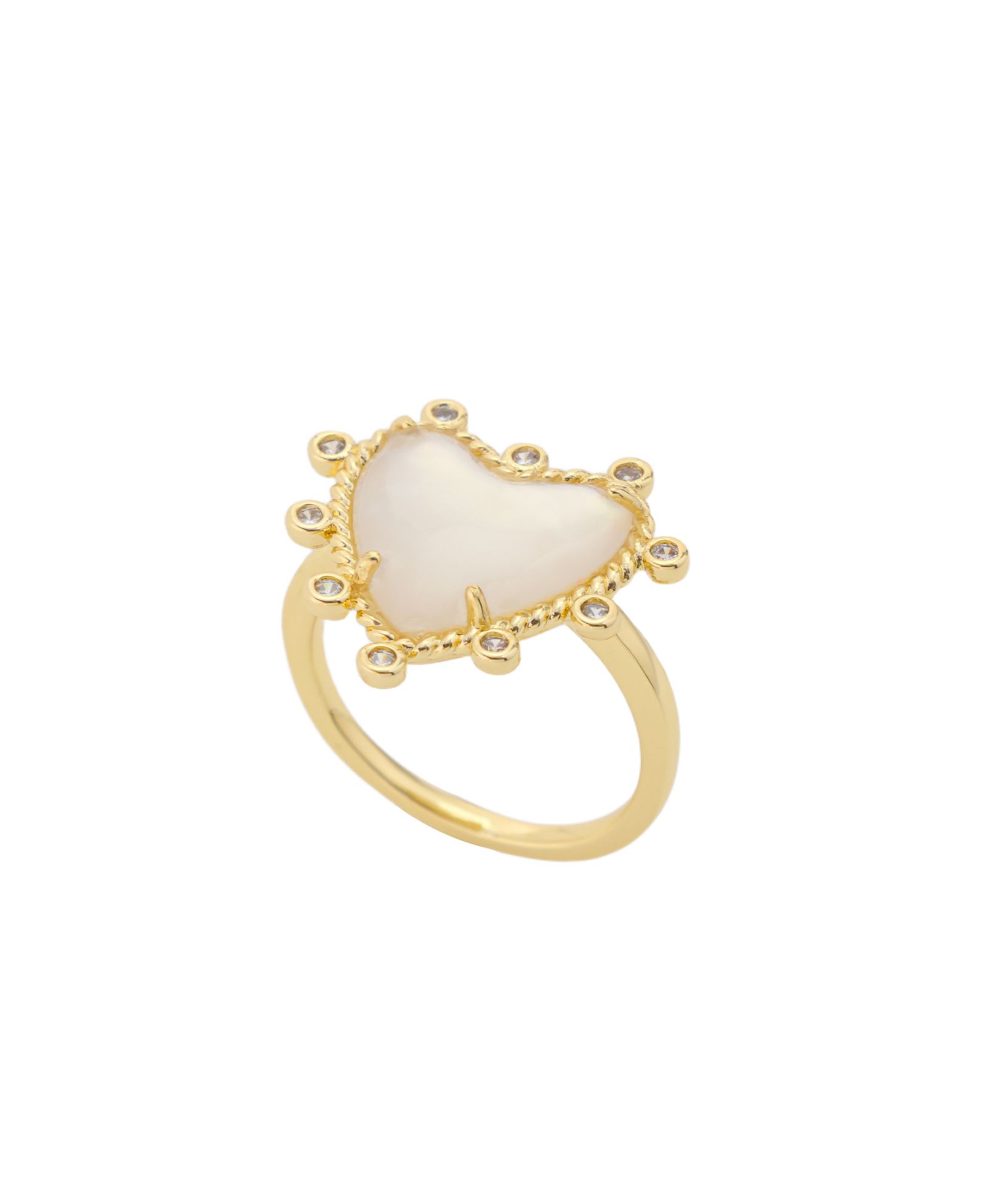 Кольцо Unwritten Imitation Mother of Pearl and Cubic Zirconia Gold-Tone Plated Heart Statement