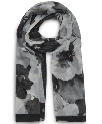 Calvin Klein Women's Tonal Floral Chiffon Scarf