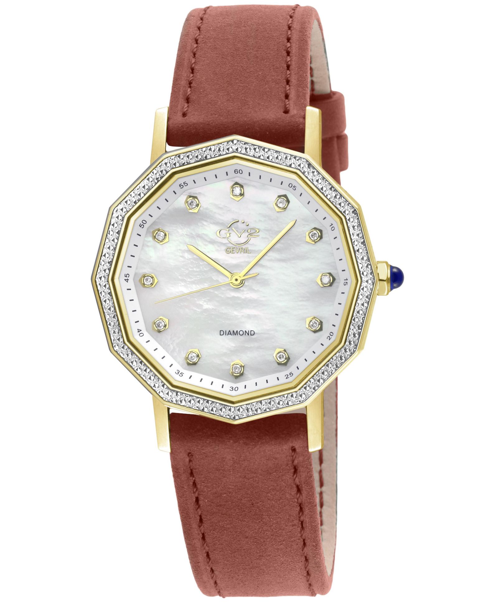 GV2 by Gevril Женские часы Spello II Swiss Quartz Diamond, ручная работа, ремешок из итальянской кожи