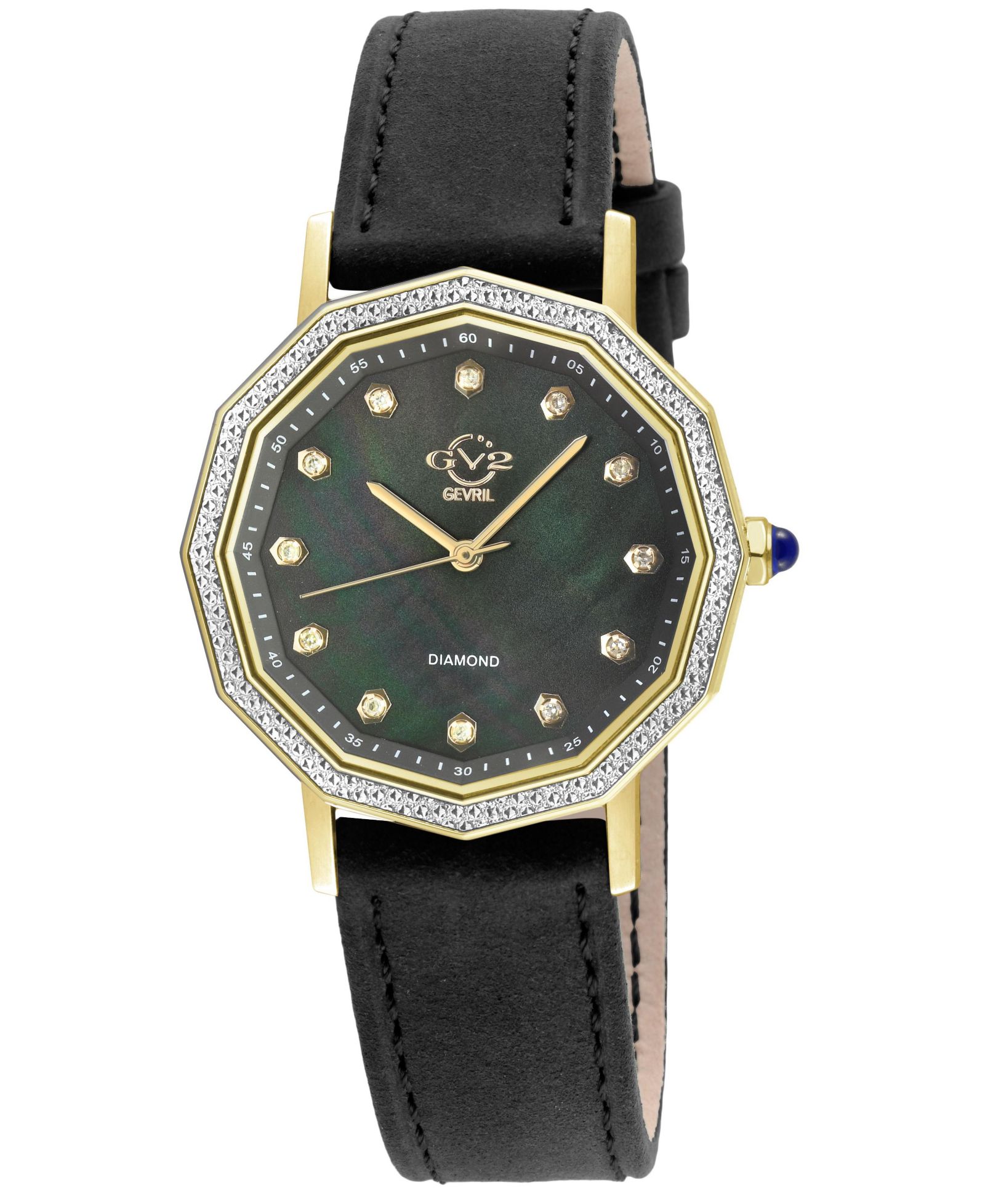 GV2 by Gevril Women's Spello II Swiss Quartz Diamond Hand made Italian leather Strap Watch