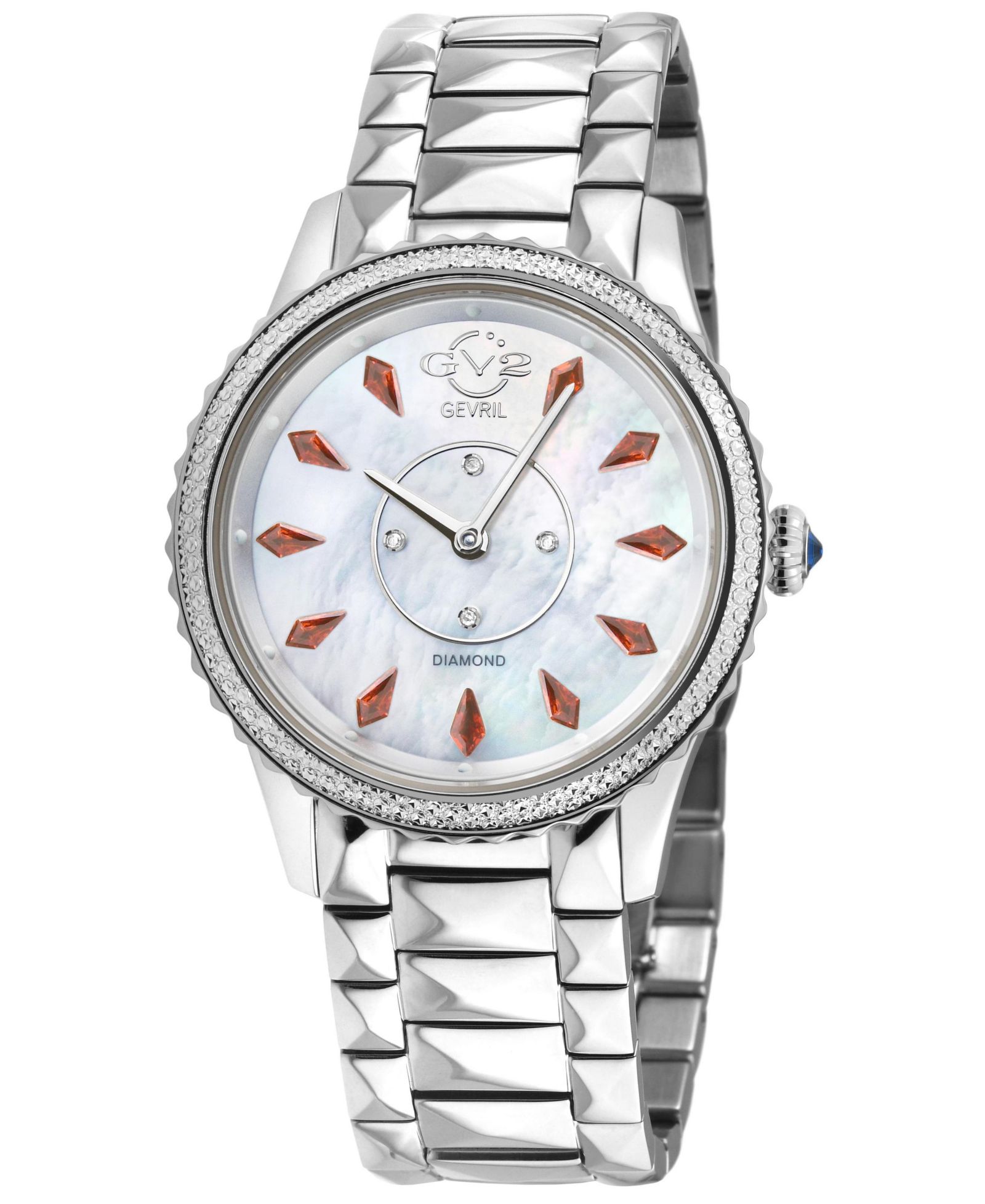 GV2 by Gevril Women's Siena Swiss Quartz Diamond Silver Stainless Steel Bracelet Watch
