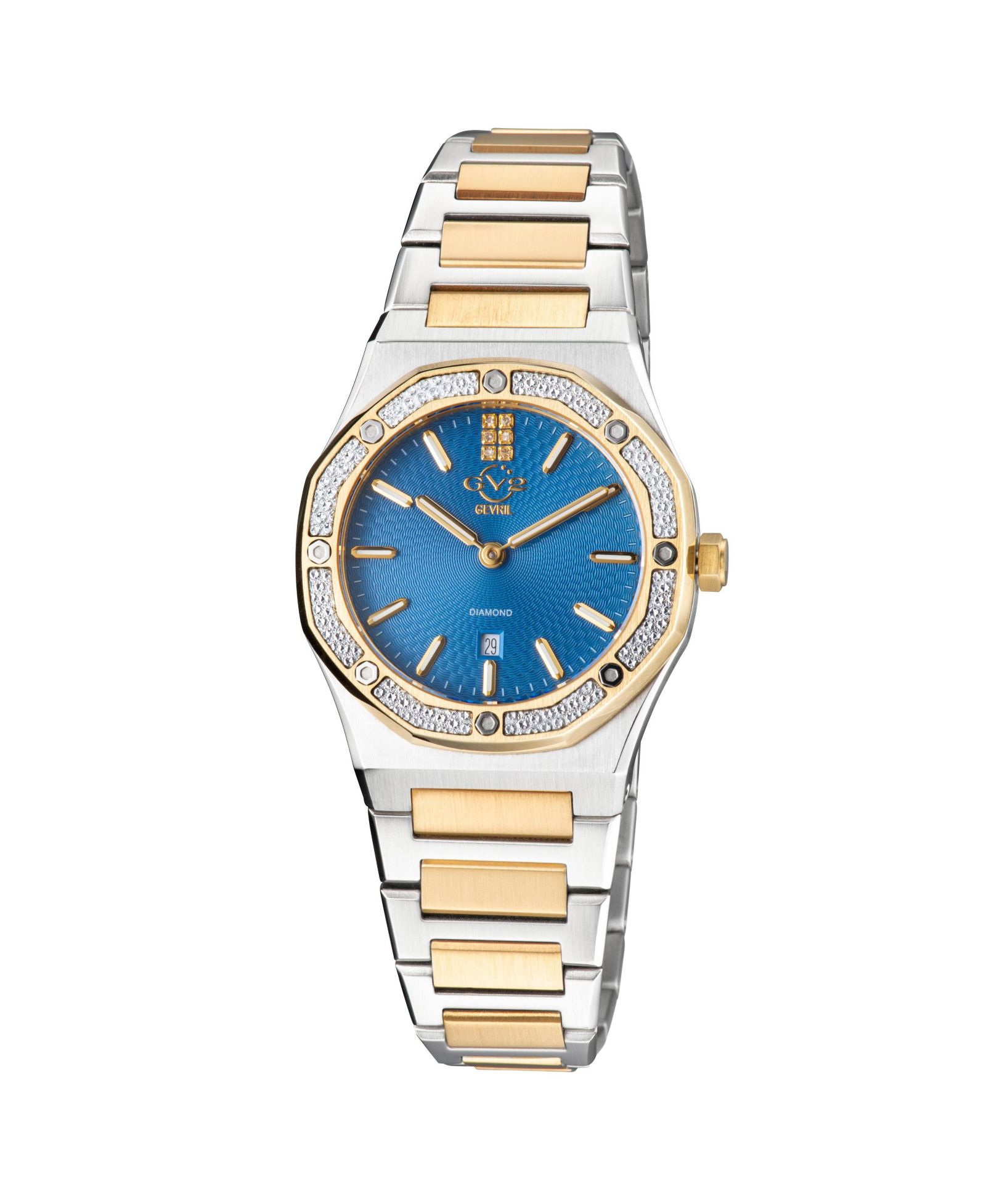 GV2 by Gevril Women's Palmanova Swiss Quartz Diamond IP Stainless Steel Bracelet Watch