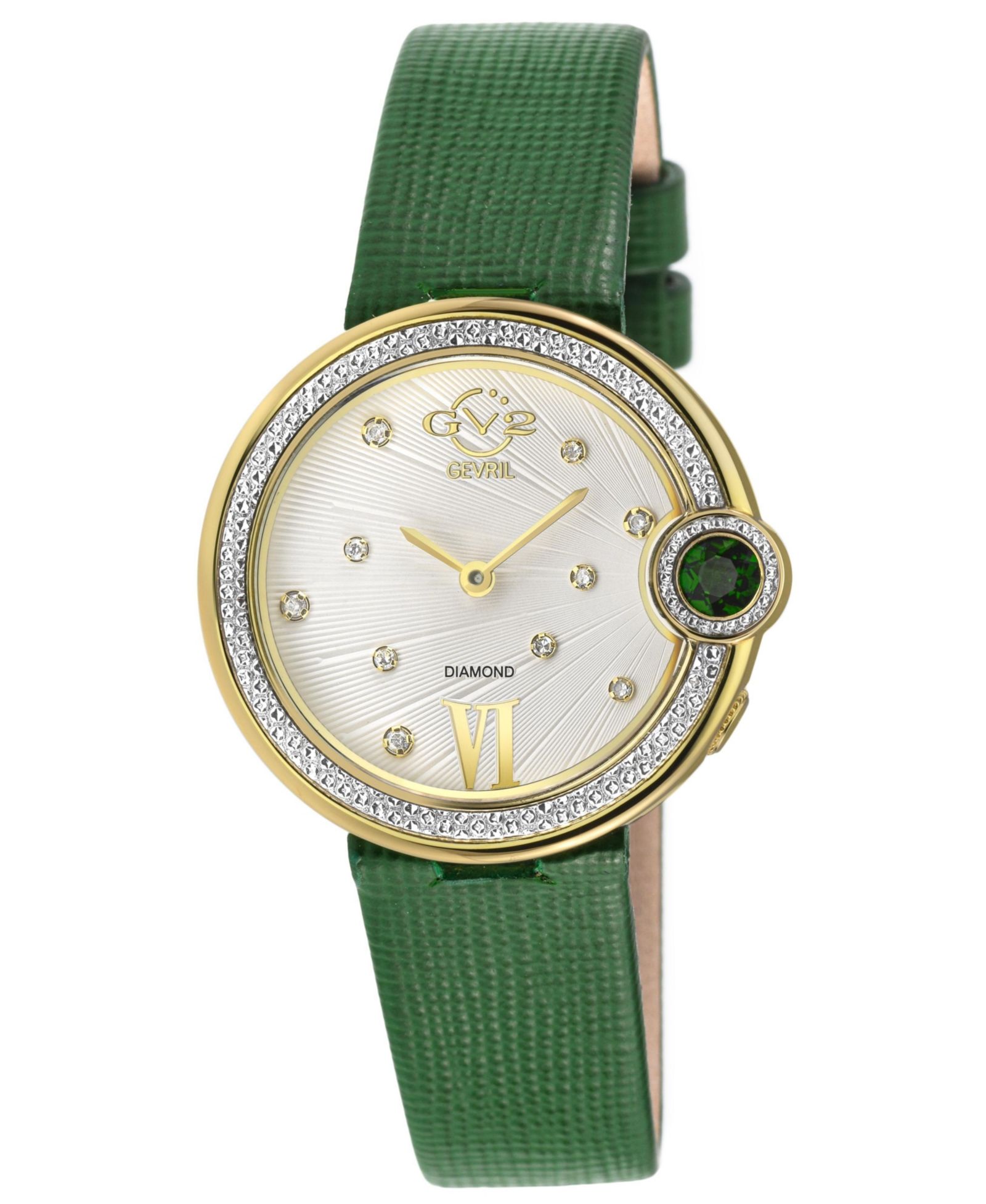 Женские часы GV2 by Gevril Perugia Swiss Quartz с бриллиантами и ремешком из кожи saffiano