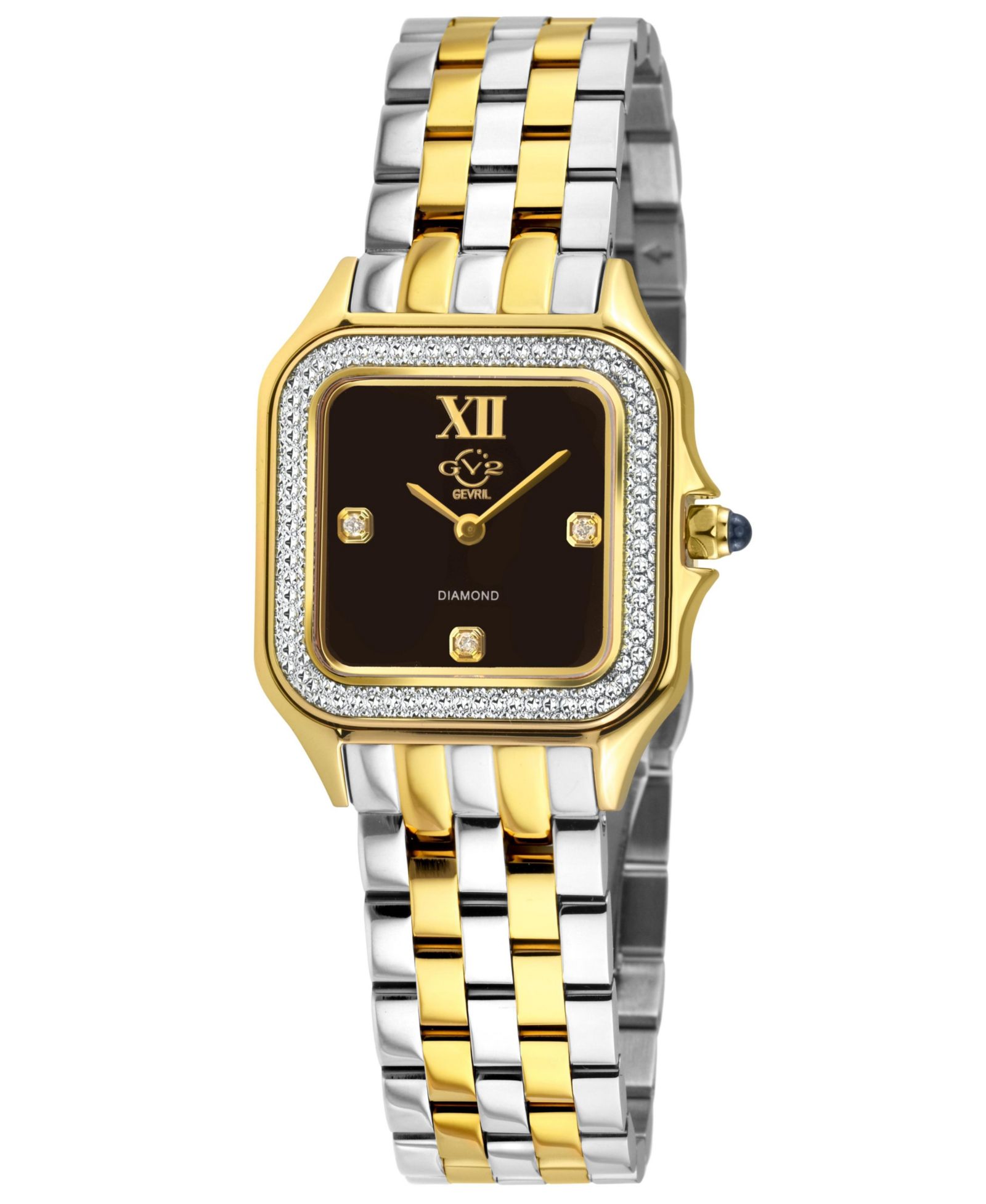 GV2 by Gevril Женские часы Milan Swiss Quartz с бриллиантами, двухцветные стальные IPYG