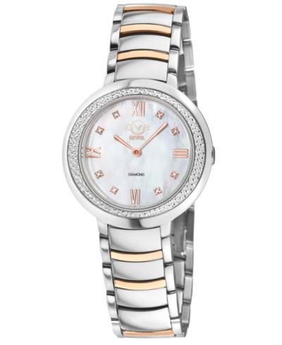 Женские часы GV2 by Gevril Astor III Swiss Quartz Diamond Silver Stainless Steel Bracelet Watch