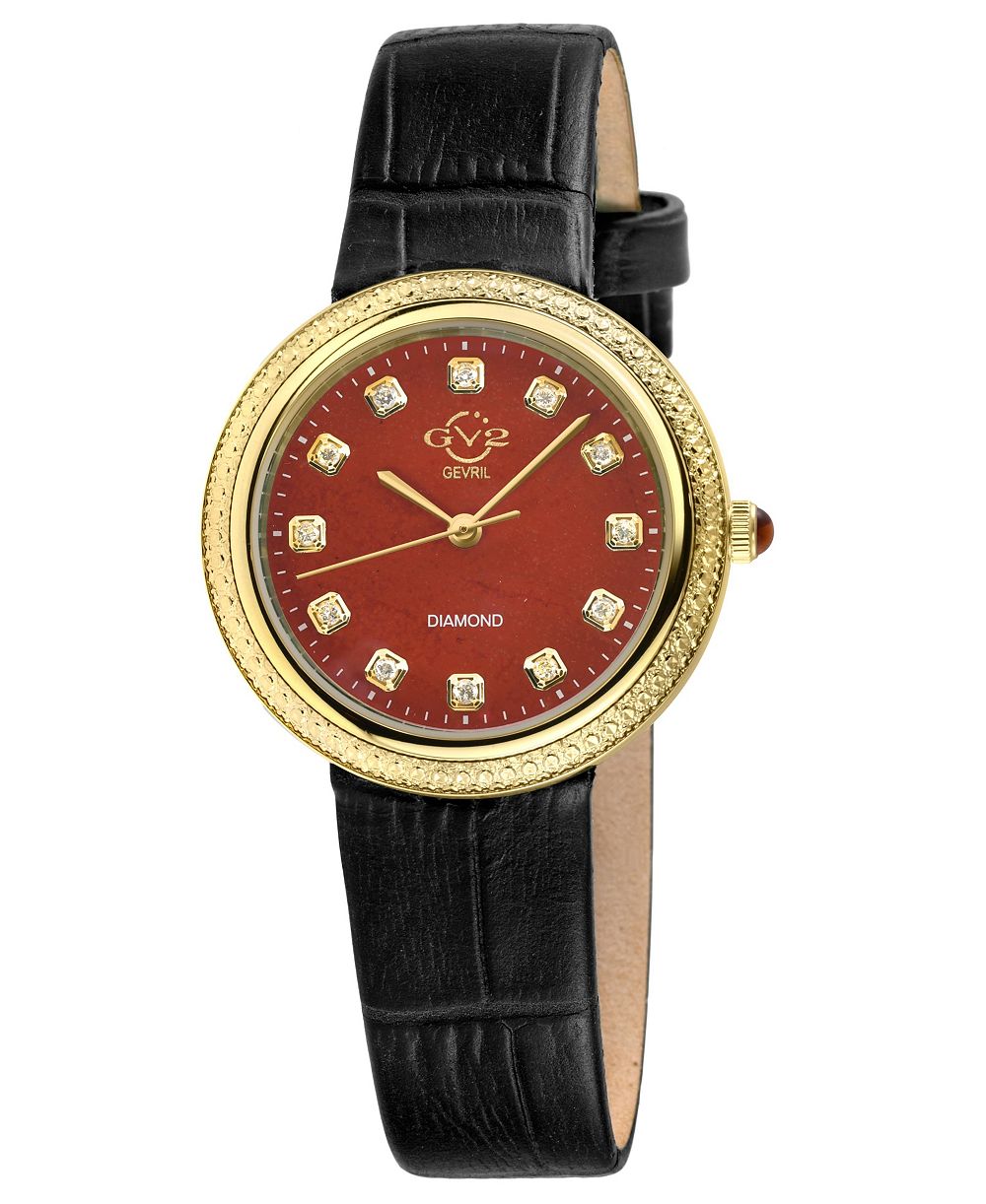 Женские часы GV2 by Gevril Arezzo Swiss Quartz Diamond с ремешком из итальянской кожи