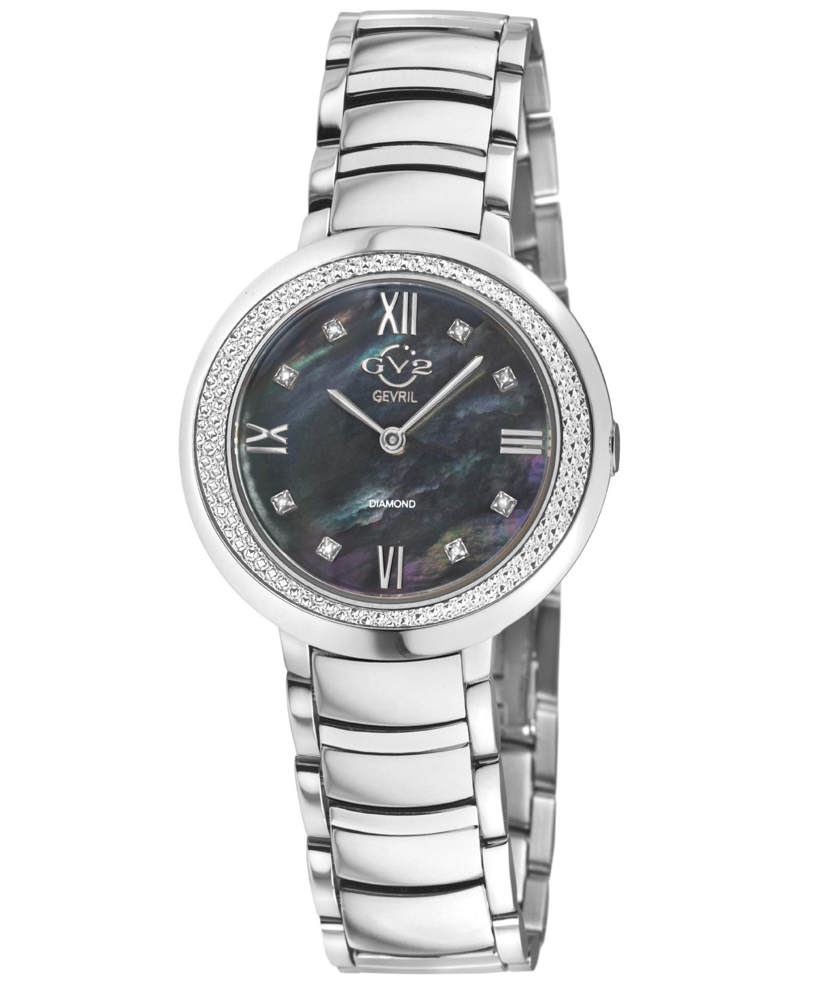 GV2 by Gevril Женские часы Bellagio Swiss Quartz Diamond IP Stainless Steel Bracelet Watch