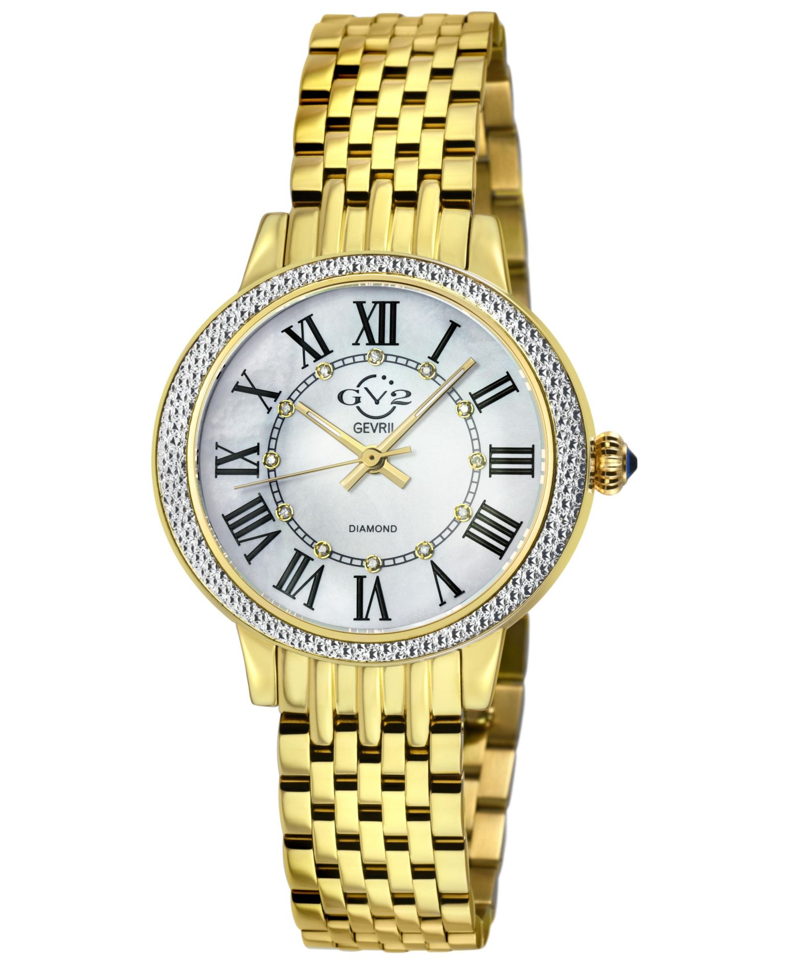 Женские часы GV2 by Gevril Amalfi Swiss Quartz Diamond Silver Stainless Steel