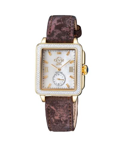 Женские часы GV2 by Gevril Bari Tortoise Swiss Quartz Diamond с кожаным ремешком ручной работы