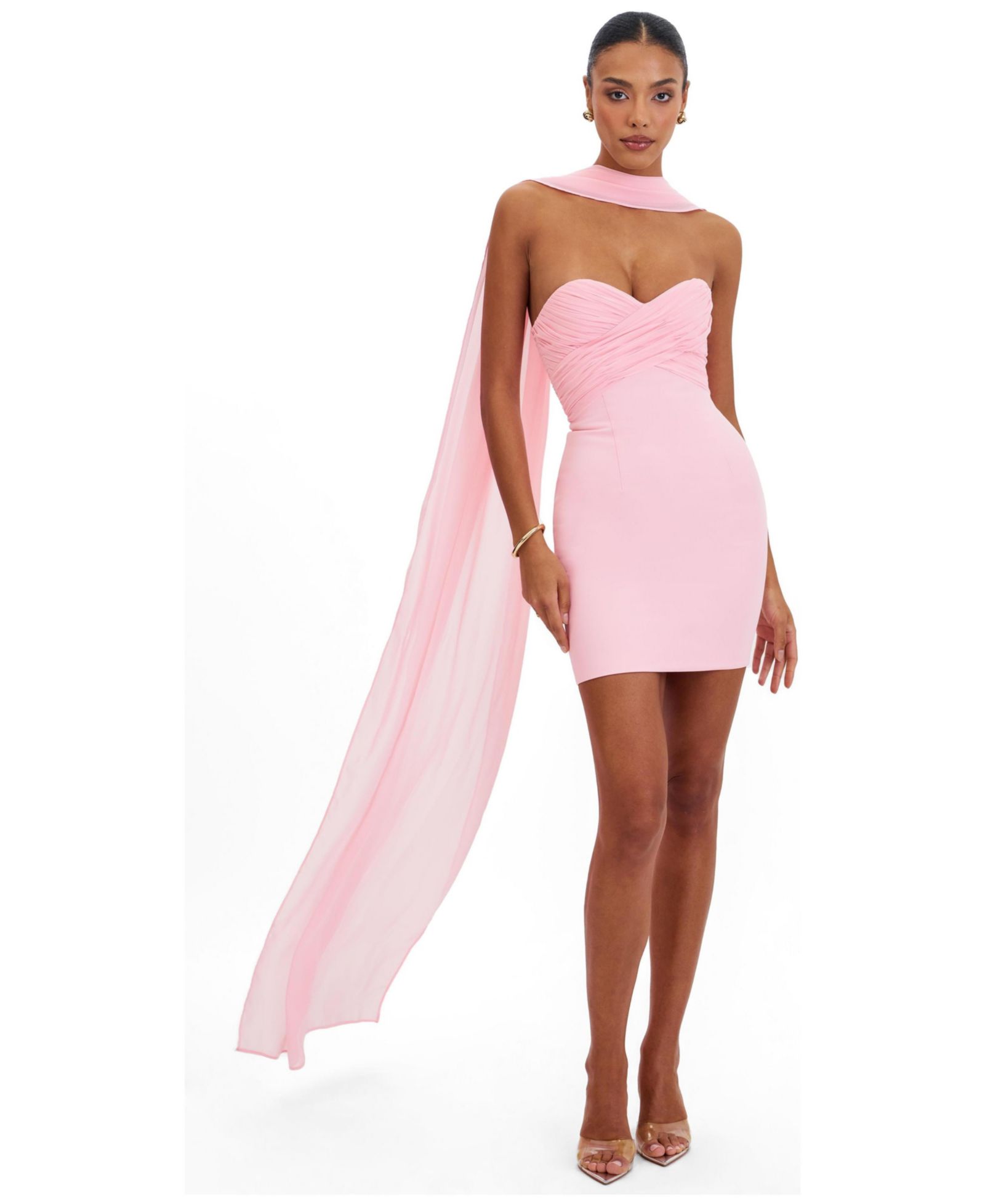 Miss Circle Женское мини-платье Olivia Rose Pink без бретелек с перекрестным вырезом
