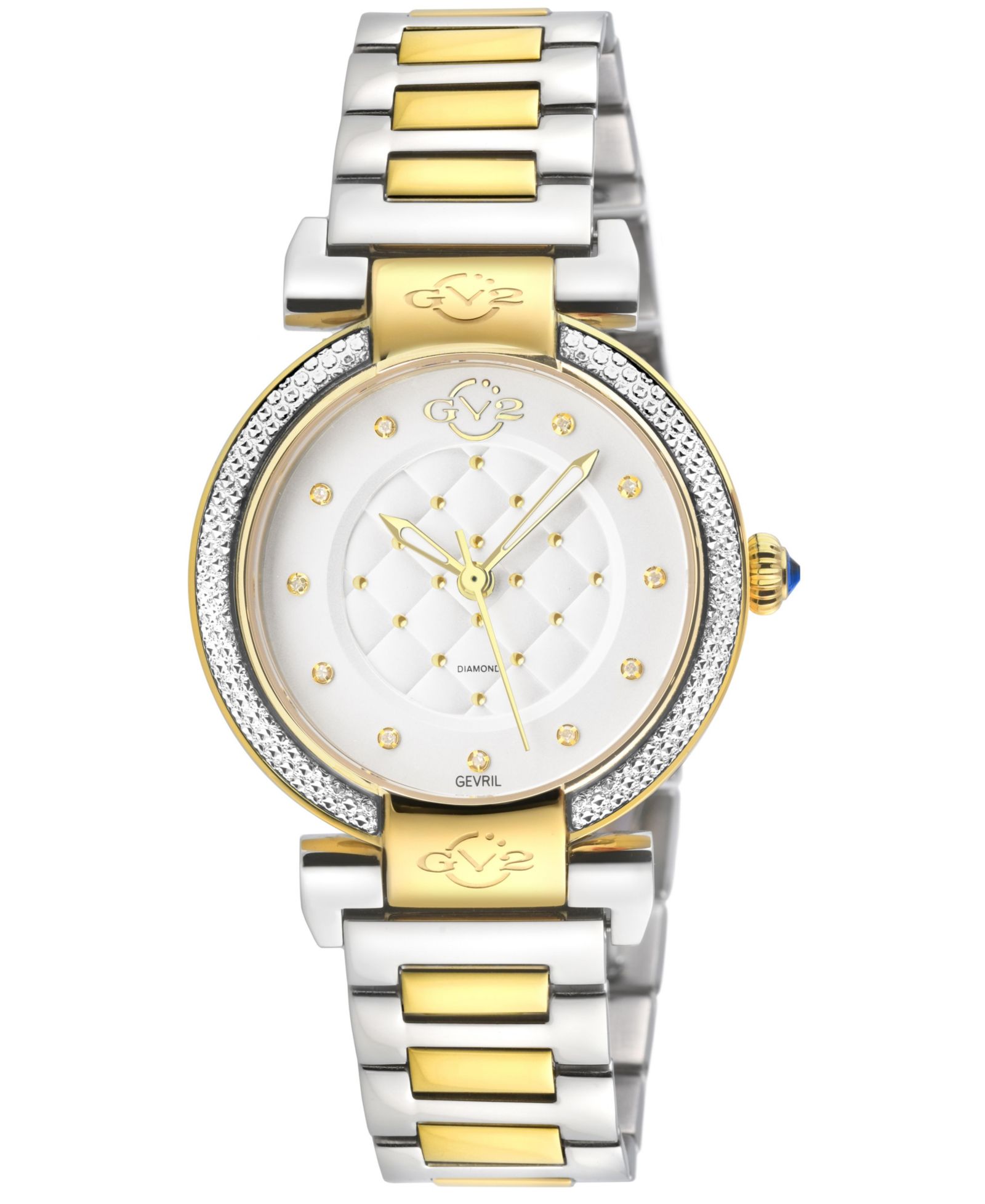 GV2 by Gevril Women's Berletta Swiss Quartz Diamond Two toned SS IPYG Stainless Steel Bracelet Watch