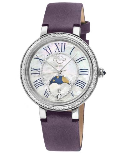 Женские часы GV2 by Gevril Genoa Swiss Quartz Diamond Handmade Italian Leather Suede Strap