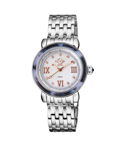 GV2 by Gevril Женские наручные часы Marsala Tortoise Swiss Quartz Diamond Silver Stainless Steel