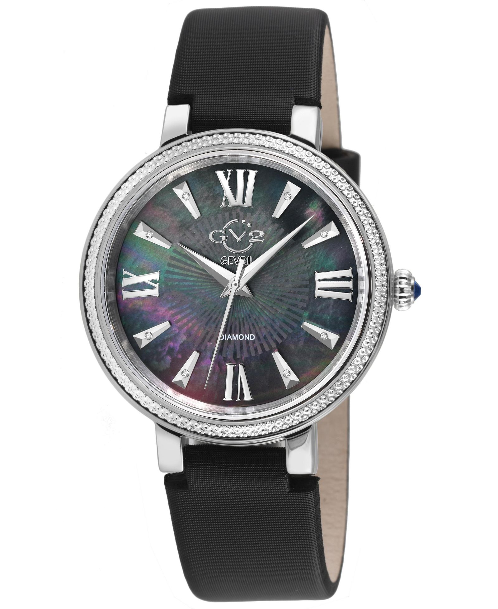 GV2 by Gevril Женские часы Genoa Swiss Quartz Diamond с ремешком из итальянской кожи ручной работы