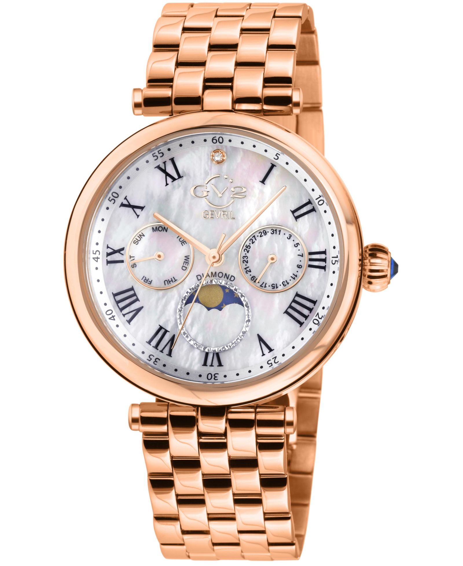 GV2 by Gevril Women's Florence Swiss Quartz Diamond IP Stainless Steel Bracelet Watch