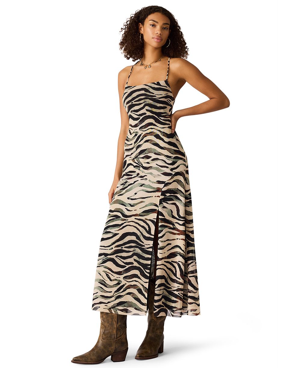 Steve Madden Women's Adella Square Neck Zebra Print Maxi Dress