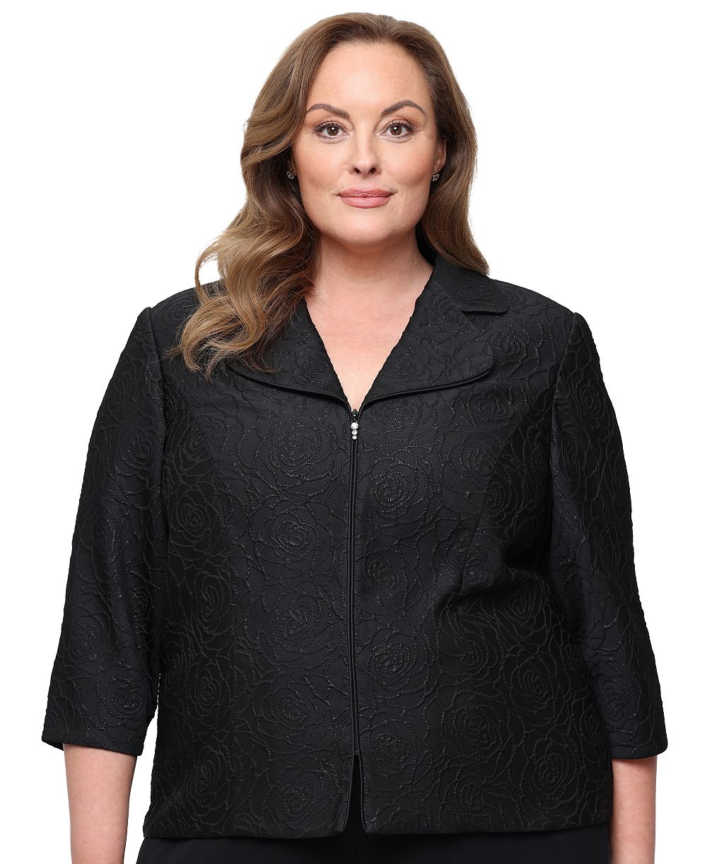 Жакет Alex Evenings Plus Size Metallic Jacquard с молнией спереди