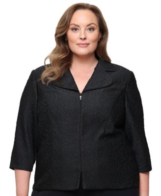 Жакет Alex Evenings Plus Size Metallic Jacquard с молнией спереди