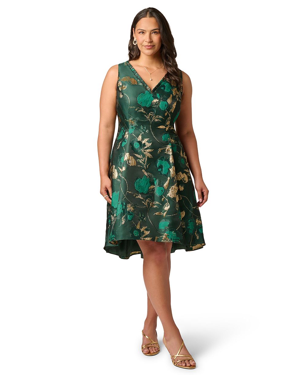 Женское платье Adrianna Papell Plus Size Printed V-Neck Sleeveless High-Low
