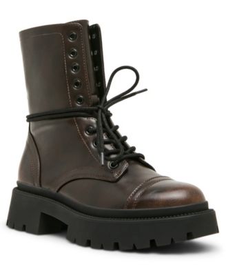 Madden Girl Women's Ariella Lace-Up Lug Combat Boots