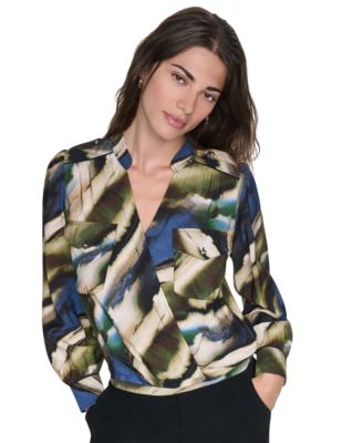 Женская блузка DKNY Printed Surplice V-Neck