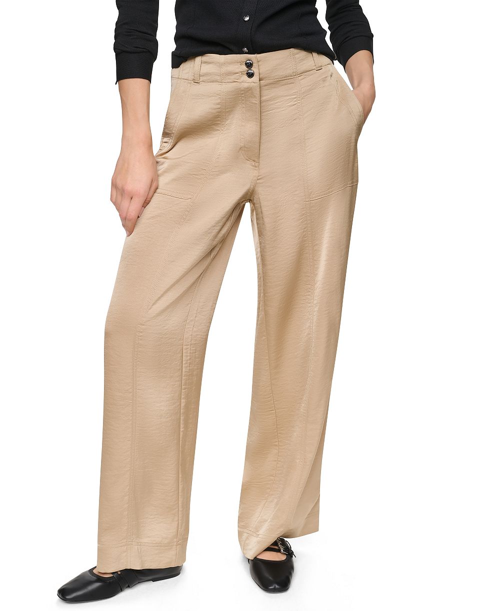 Женские брюки DKNY Wide-Leg Double-Button Front Glazed