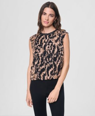 Женский топ DKNY Printed Crinkle Chiffon Sleeveless