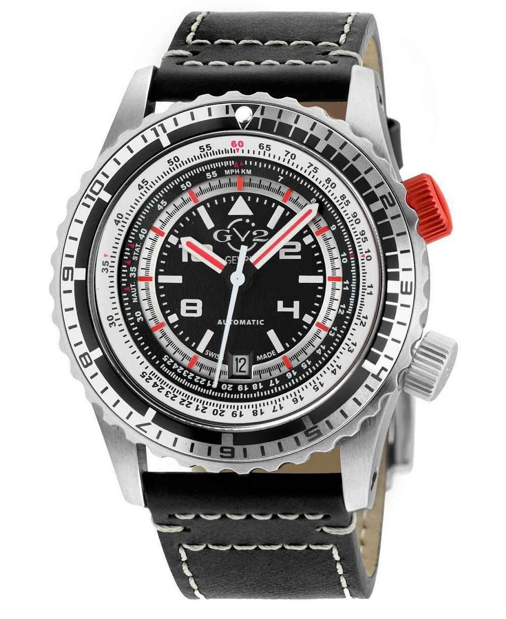 GV2 Men's Contasecondi Swiss Automatic Italian Leather Strap Watch