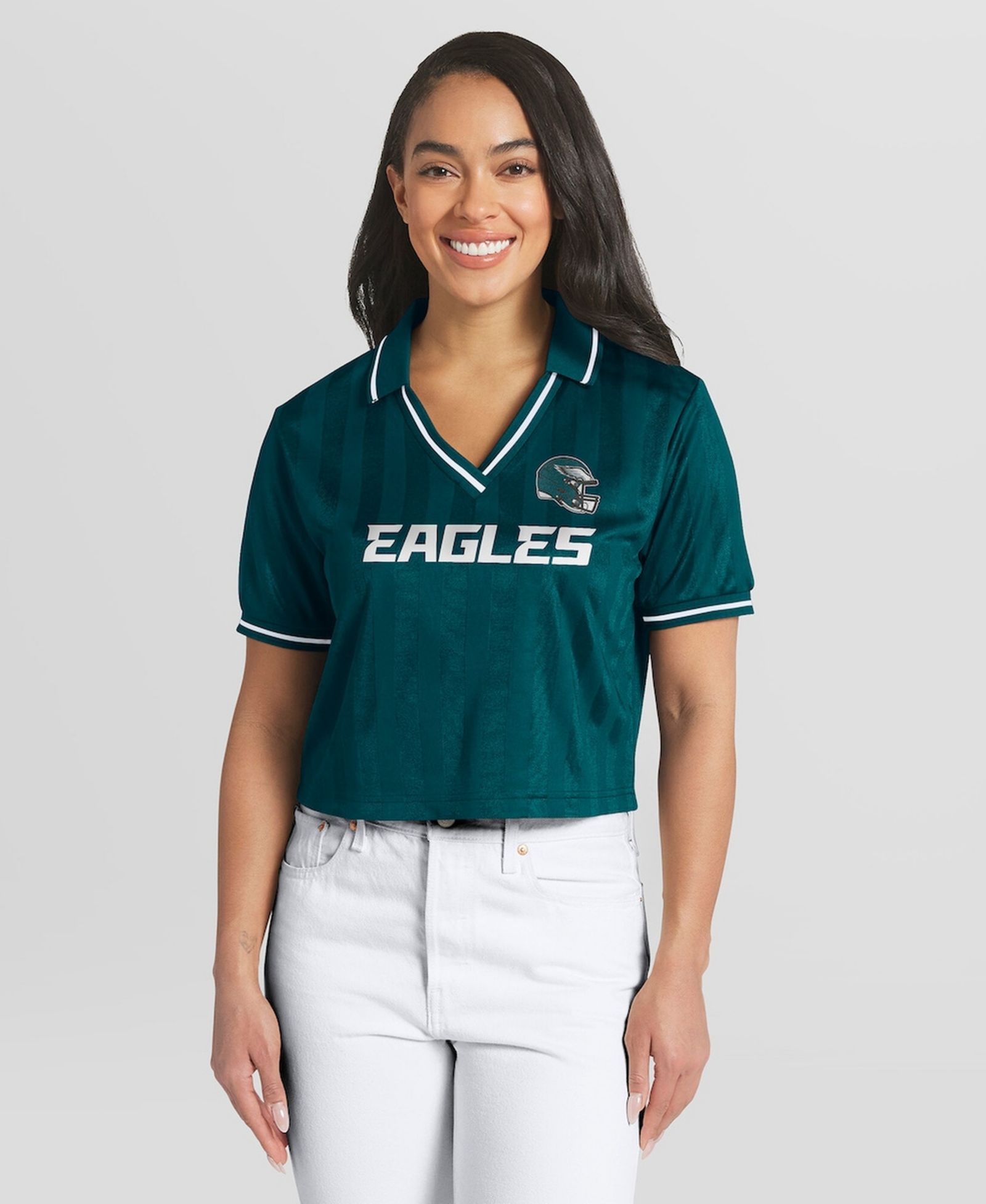 Женская укороченная рубашка-поло WEAR by Erin Andrews Philadelphia Eagles Midnight Green