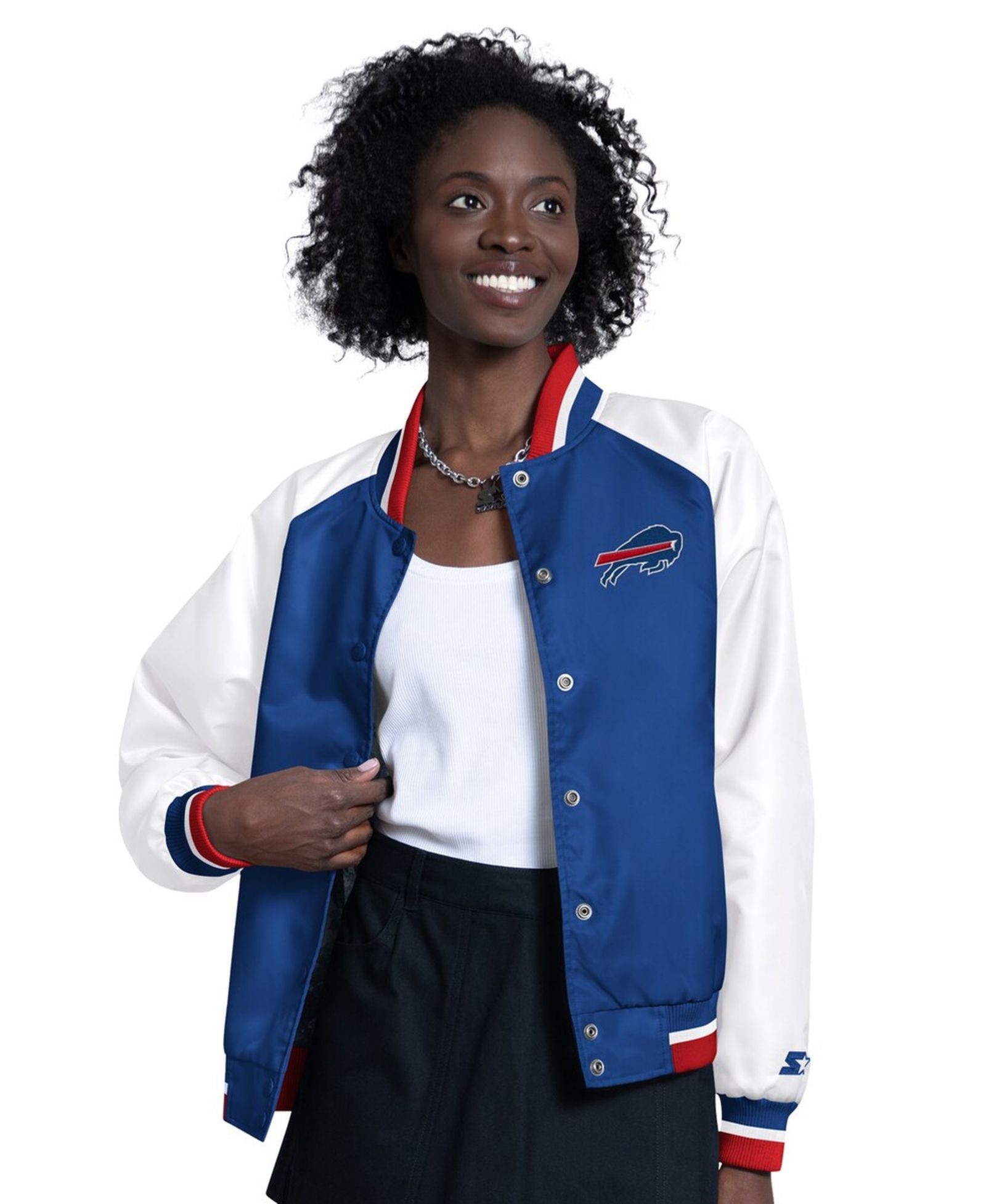Starter Женская куртка Buffalo Bills Raglan Blitz на молнии, Royal/White