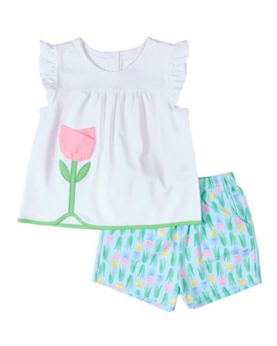 Florence Eiseman Little Girl 4- 6X Printed Knit Tulip Short Set