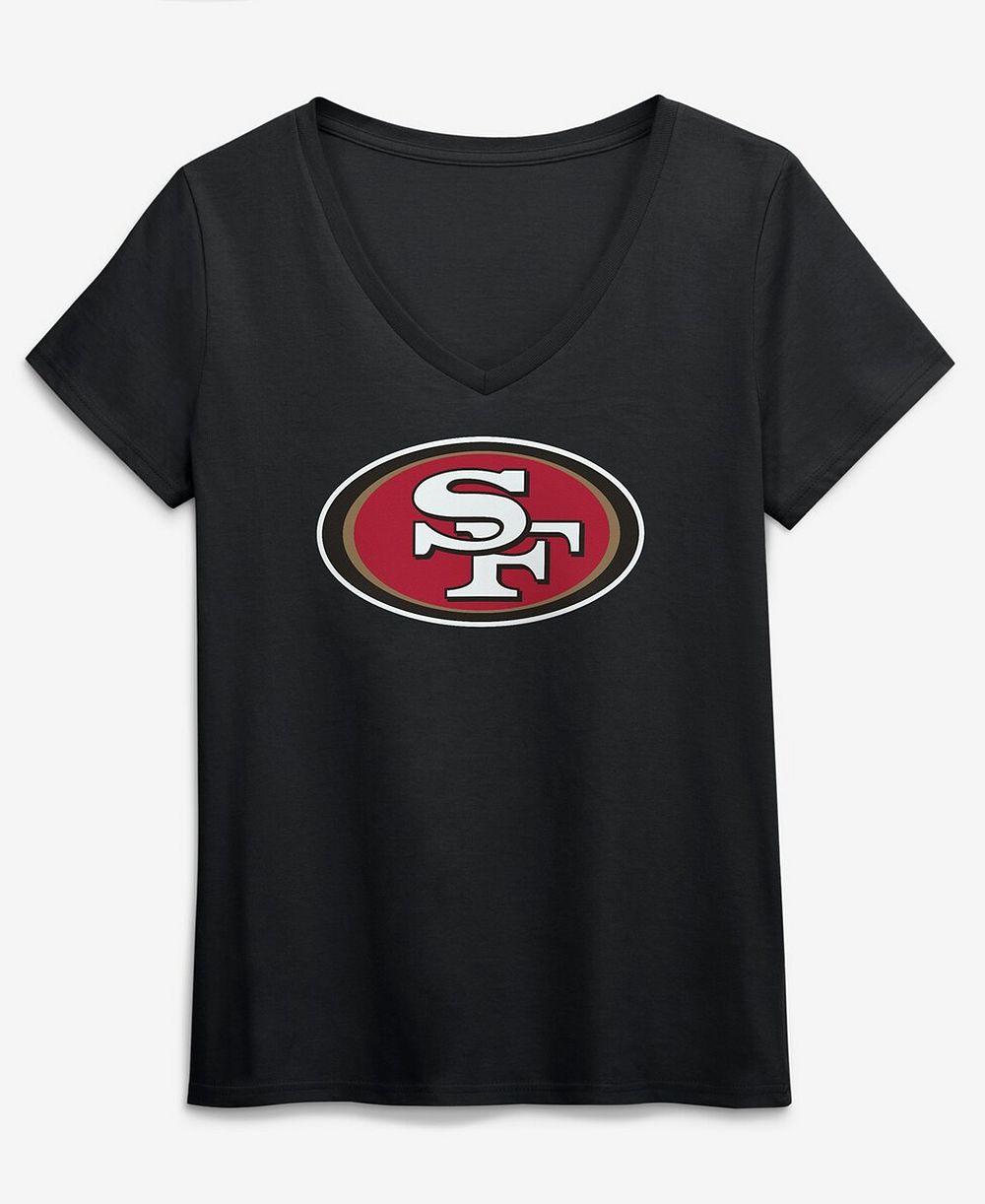 Logo Athletic Women's Black San Francisco 49ers Primary Logo V-Neck T-Shirt