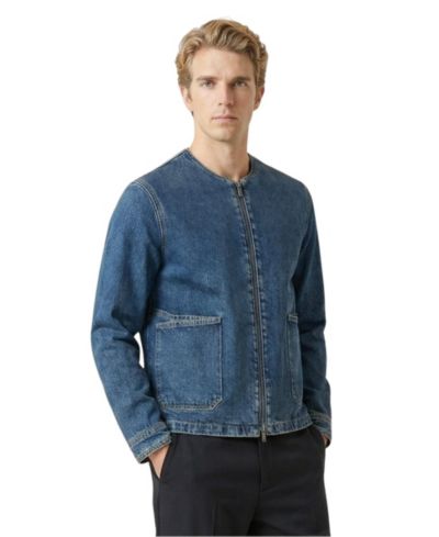 Мужская джинсовая куртка Modenaire Denim Zip-Front Collarless