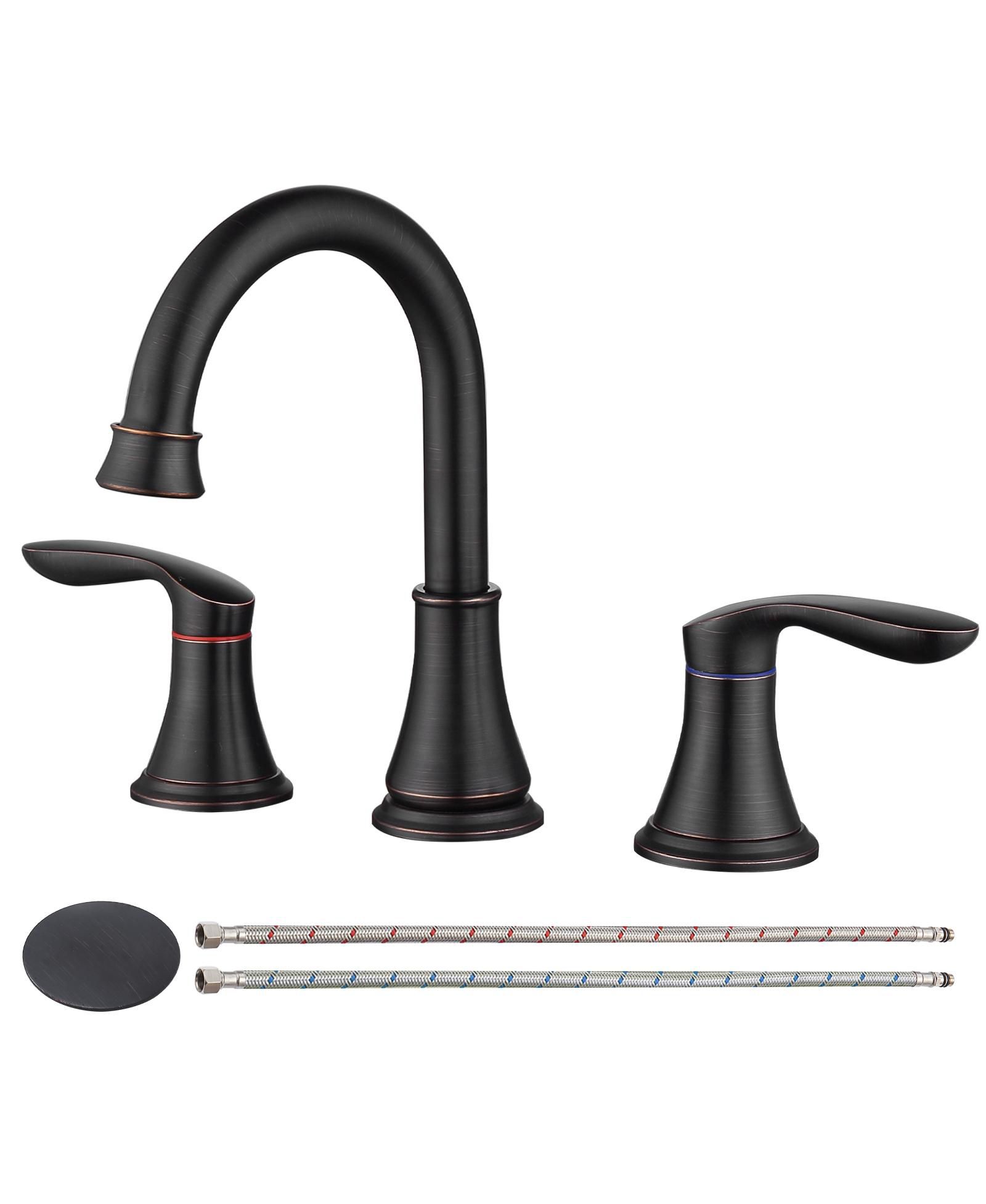 Смеситель для раковины в ванную PHYING 2-Handle 8 inch Widespread Matte Black 360degree(s) Swivel Spout