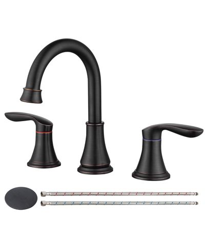 PHYING 2-Handle 8 inch Widespread Bathroom Sink Faucet Matte Black Lavatory Faucet 3 Hole 360degree(s) Swivel Spout Vanity Sink Basin Faucets