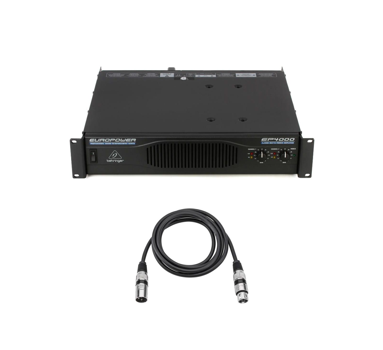 Behringer EP4000 4000W Professional Stereo Power Amplifier with XLR Microphone Cable