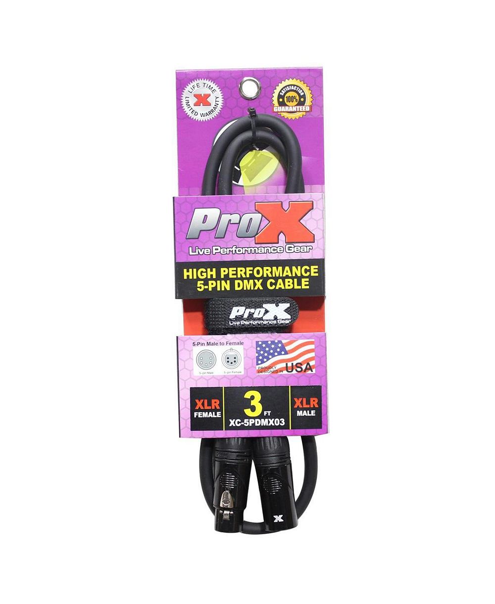 ProX XC-5PDMX03 3' высокопроизводительный кабель 5-pin DMX XLR5-M к XLR5-F