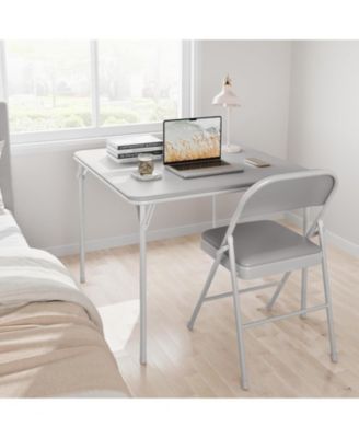 gaomon 33.6" Square Folding Table With PU Leather Cushion Top, Heavy-Duty Portable Table For Home & Office